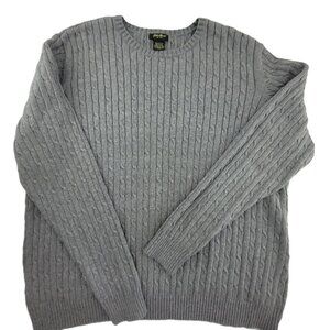 Eddie Bauer Sweater Women's XXL Gray Cable Knit Crew Long Sleeve Cotton Blend